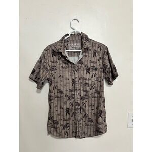 Black Rifle Coffee Company Mens Small Tan Brown Sasquatch Graphic Button Shirt